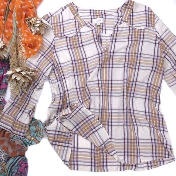LOFT Tops - Loft Plaid Women's Top Sz M